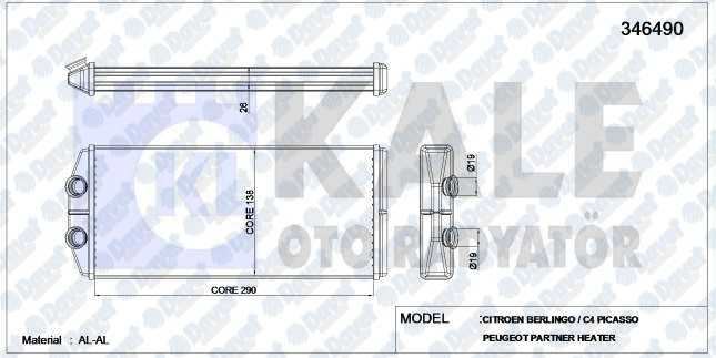 41-3310B Kalorifer Radyatoru Brazing Peugeot Partner 1.6 Hdi 2008-
